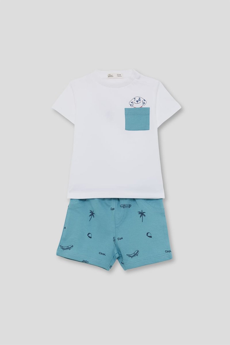Conjunto infantil con bermuda azul estampada Ref. 264004 - Imagen 4