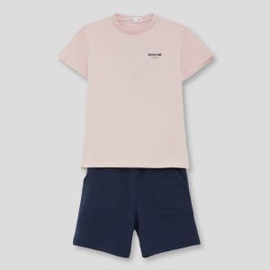 Conjunto infantil camiseta rosa y bermuda marino Arizona 265020
