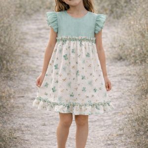 Vestido niña verde agua estampado mariposas Baby-Ferr 26558