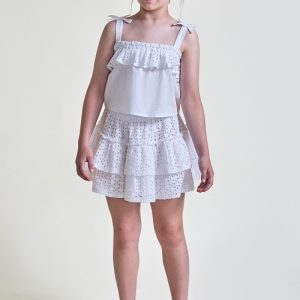 Falda blanca bordado inglés niña verano 266016