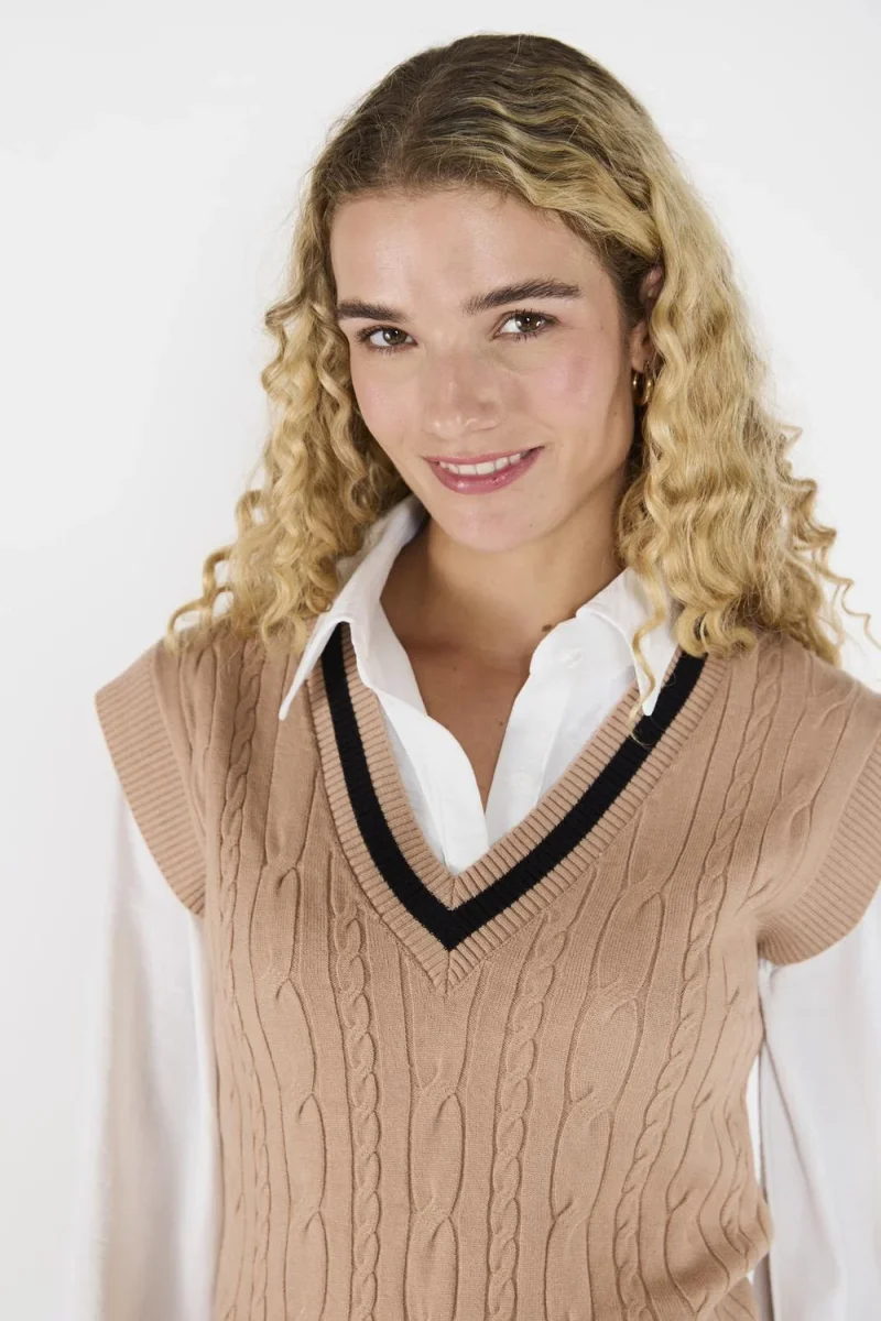 Sweater Vest Isabella Beige - Imagen 3