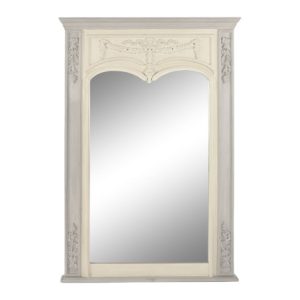 Espejo de Pared Neoclásico en Madera de Mango Gris y Crema