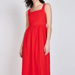 Vestido Escote Cuadrado Javiera Rojo Eclipse
