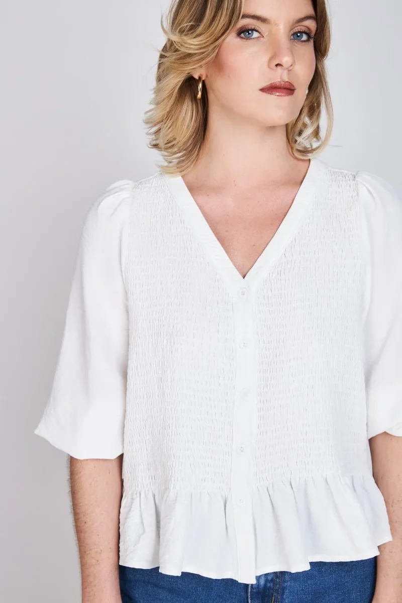 Blusa Panal de Abeja Ana Luisa Blanco Eclipse - Imagen 4
