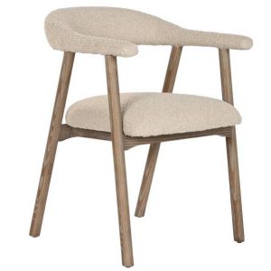 Sillón de Comedor y Auxiliar de Fresno y Tejido Bouclé