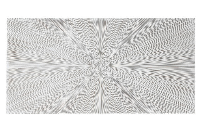 Cabecero con diseño Sol en MDF decapado blanco para cama de 150 cm