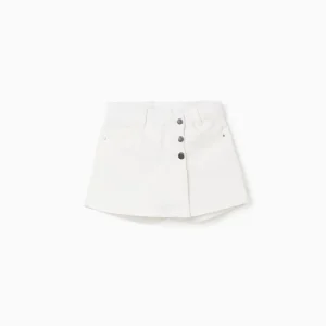 Falda-pantalón denim blanca para niña – Zippy
