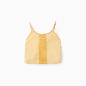 Top amarillo con detalles bordados para niña – Zippy