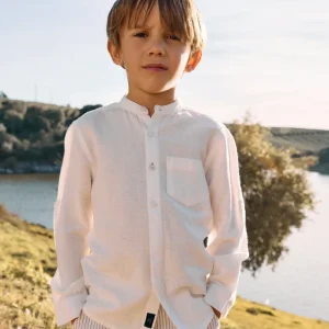 Camisa de Niño Zippy – Manga Larga y Cuello Mao Blanco