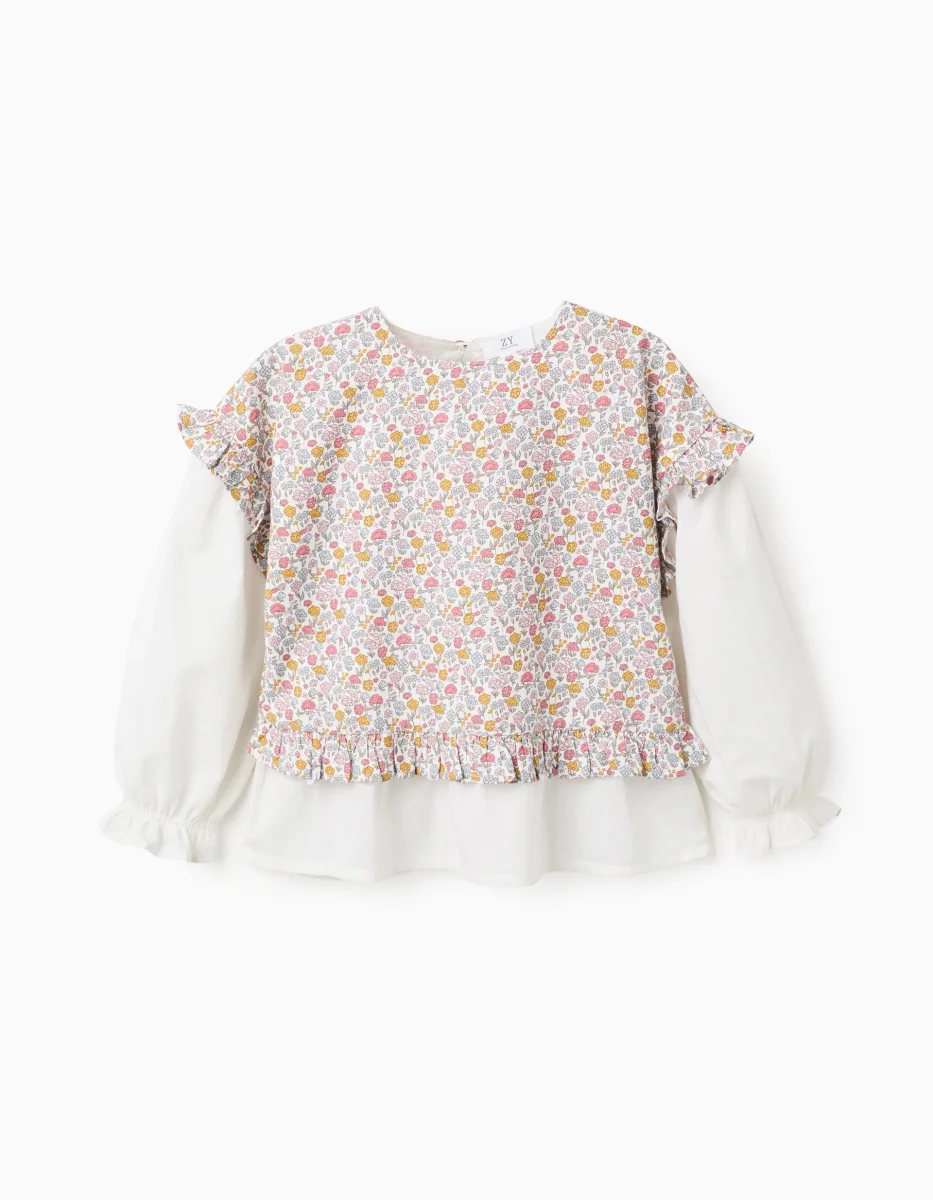 Blusa niña flores con volantes y mangas Ref. ZKGAP0302_25057