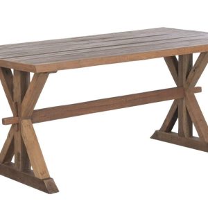 Mesa de Comedor de Madera Reciclada con Estructura Trestle