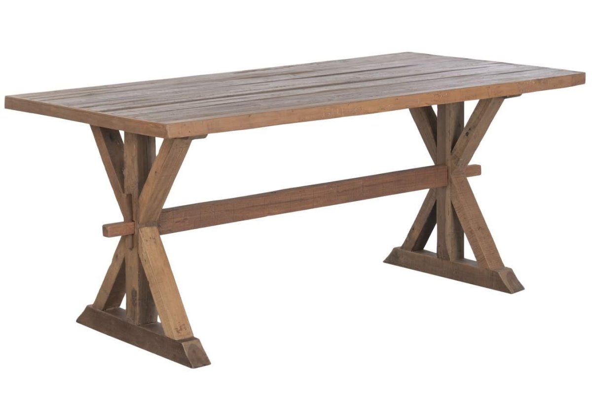 Mesa de Comedor de Madera Reciclada con Estructura Trestle