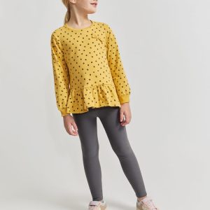 Conjunto de niña con sudadera mostaza – Ref. 353032