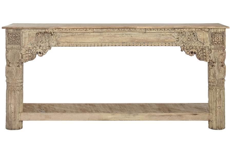 Consola Tallada en Madera Maciza Blanqueada 182 cm - Imagen 4