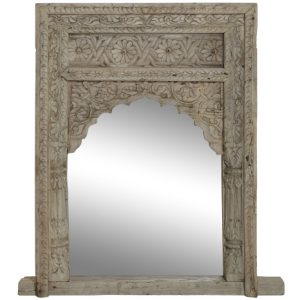 Espejo de Teca Maciza Talla Artesanal Estilo Haveli