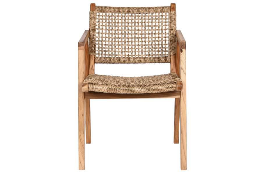 Silla de Madera de Teca y Tejido de Ratán Sintético - Imagen 4