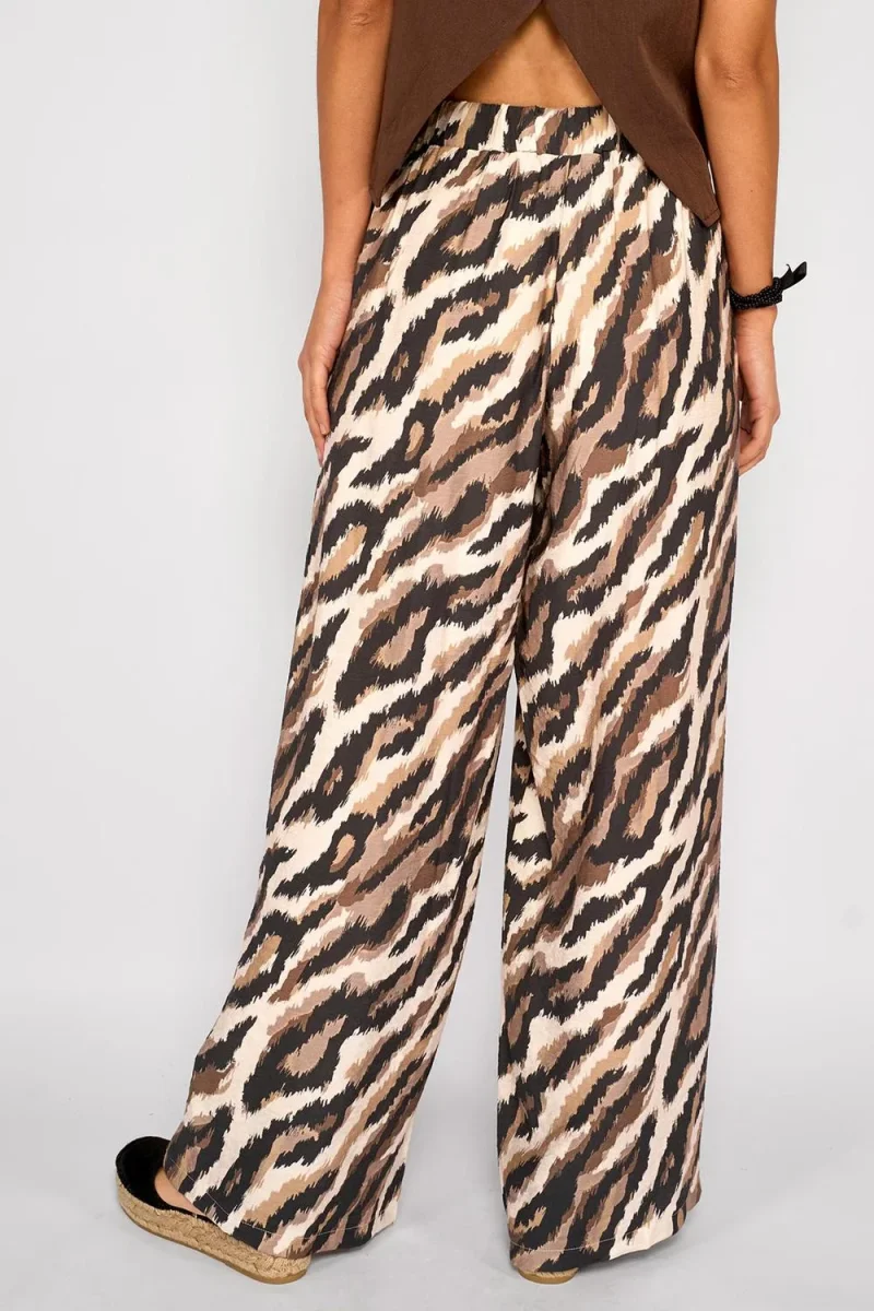 Pantalón Palazzo Animal Print Teresa Chocolate - Imagen 3
