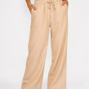 Pantalón Ancho Efecto Lino Alana Beige