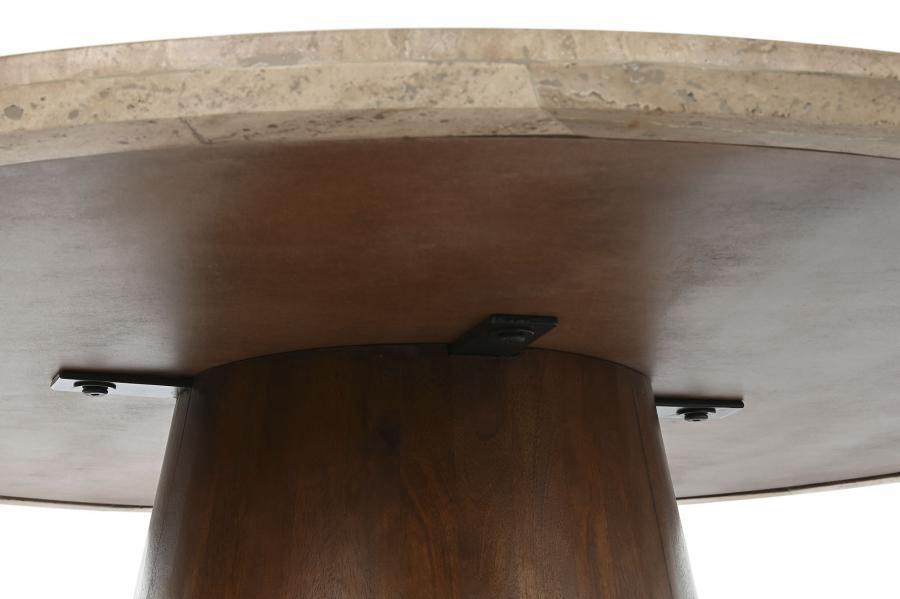 Mesa de Comedor Redonda de Mármol y Madera de Mango - Imagen 5