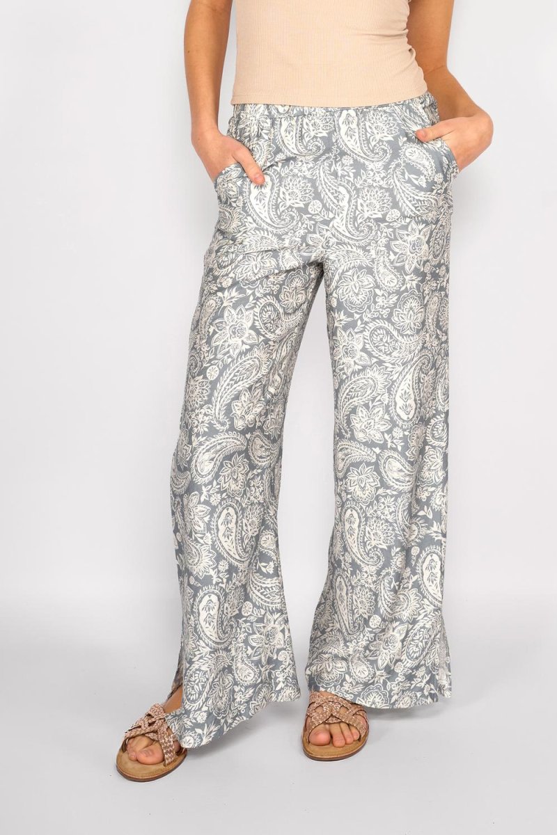 Pantalón Ancho Paisley Alessia Azul
