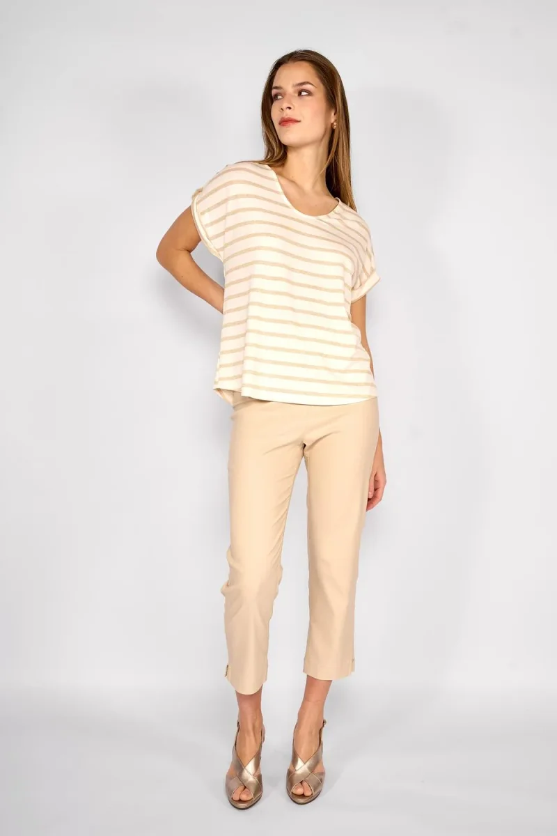 Polera Rayas Lurex Sofía Beige/Blanco - Imagen 5