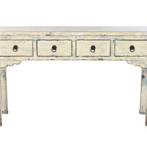 Consola Oriental de Olmo Macizo Decapado con 4 Cajones