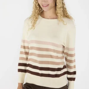 Sweater Rayas Luciana Crudo/Café