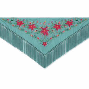 Mantoncillo de Flamenca Bordado “Flor Imperial” en color Agua Marina Intenso
