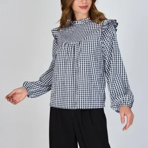 Blusa con Vuelos Berni Gingham Eclipse