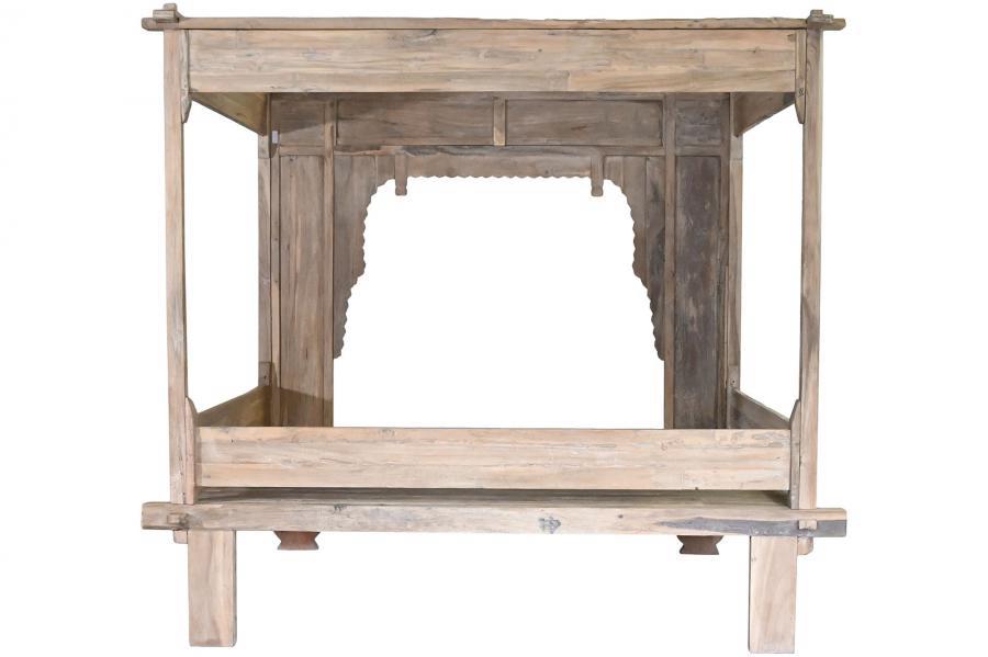 Cama Dosel Artesanal de Teca Tallada Estilo Oriental - Imagen 7