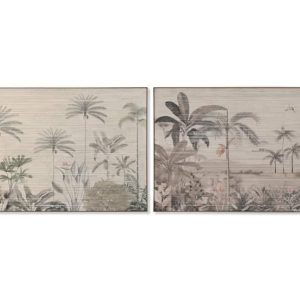 Set de 2 Cuadros Decorativos Botánicos Palmeras sobre Algodón Texturizado