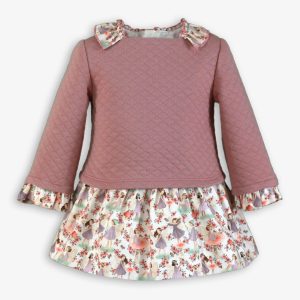 Vestido bebé 0523 rosa con falda estampada – Miranda
