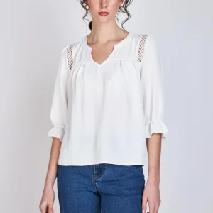 Blusa Detalle Macramé Claudia Blanco Woman by Eclipse