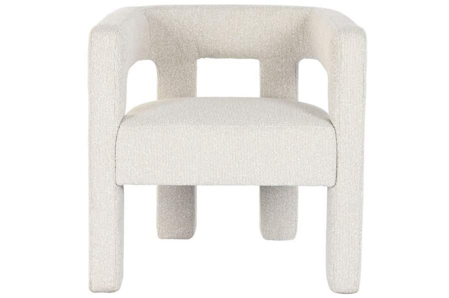 Butaca de Diseño Bouclé Crema y Madera - Imagen 3