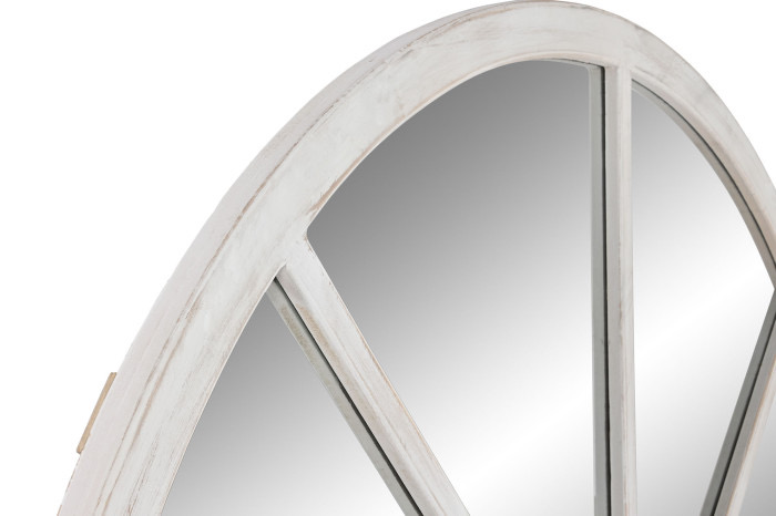 Espejo Ventana Arco Medio Punto en Madera de Abeto Blanco Decapado - Imagen 3