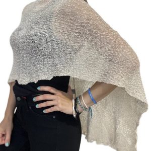 Poncho Il Baco Da Seta Lurex Crema