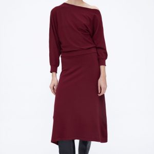 Falda midi burgundy