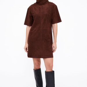 Vestido corto ante marrón