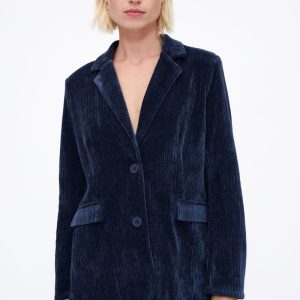 Blazer pana de terciopelo navy