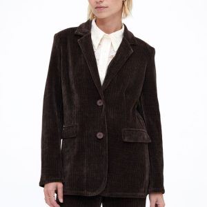 Blazer pana de terciopelo marrón