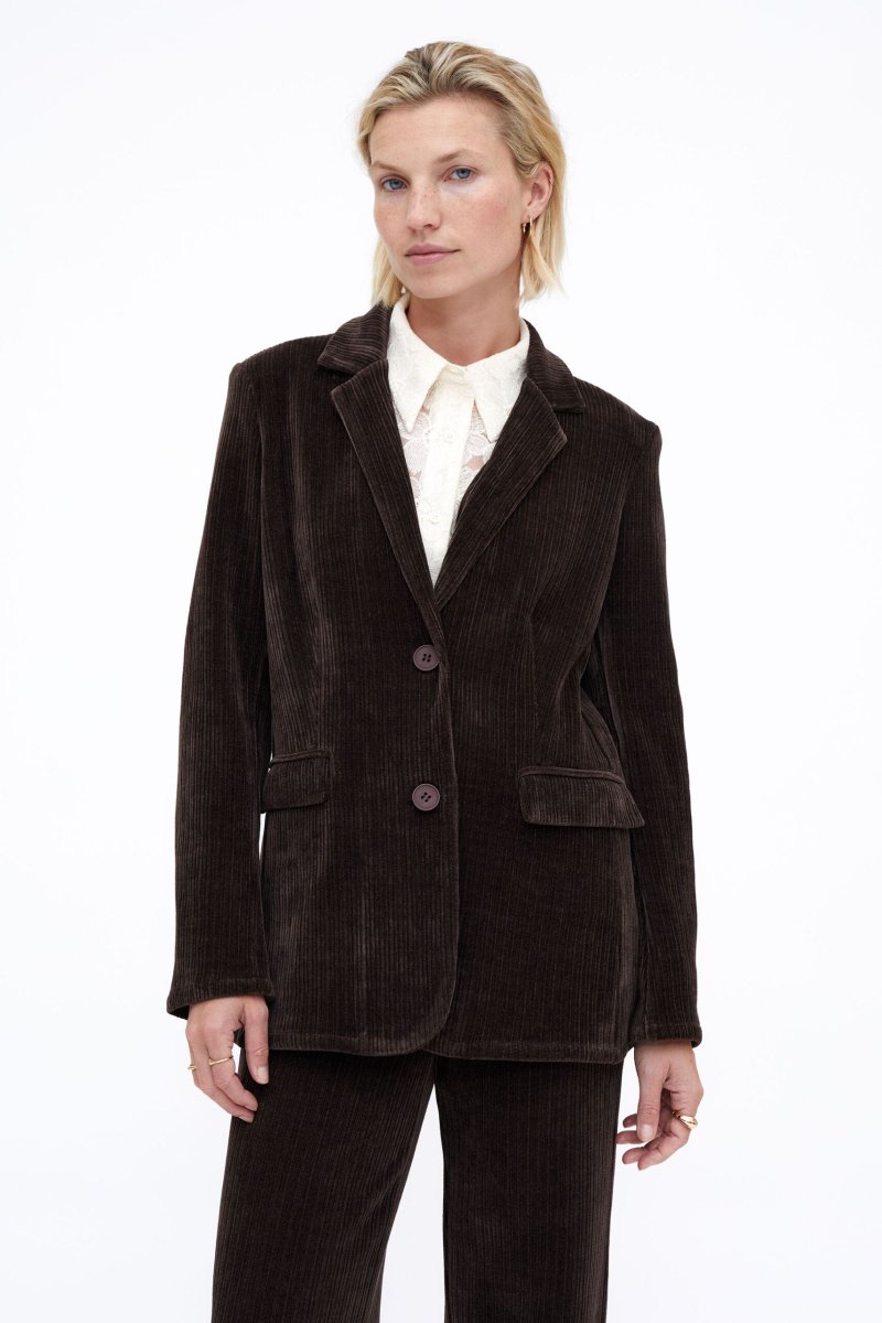 Blazer pana de terciopelo marrón