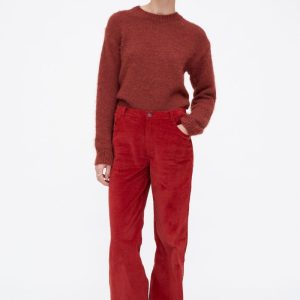 Pantalón recto pana rojo