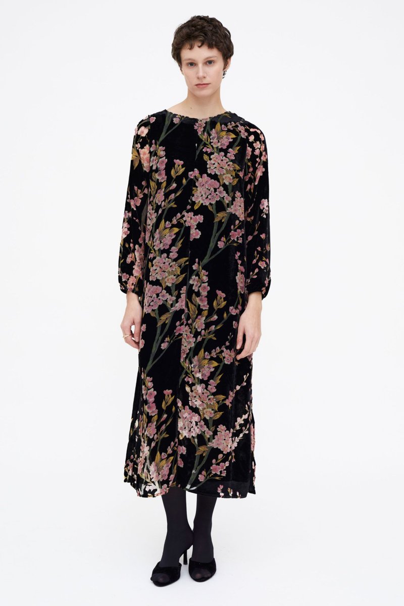 Vestido largo terciopelo estampado velvet