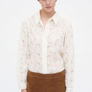 Camisa blanca encaje floral