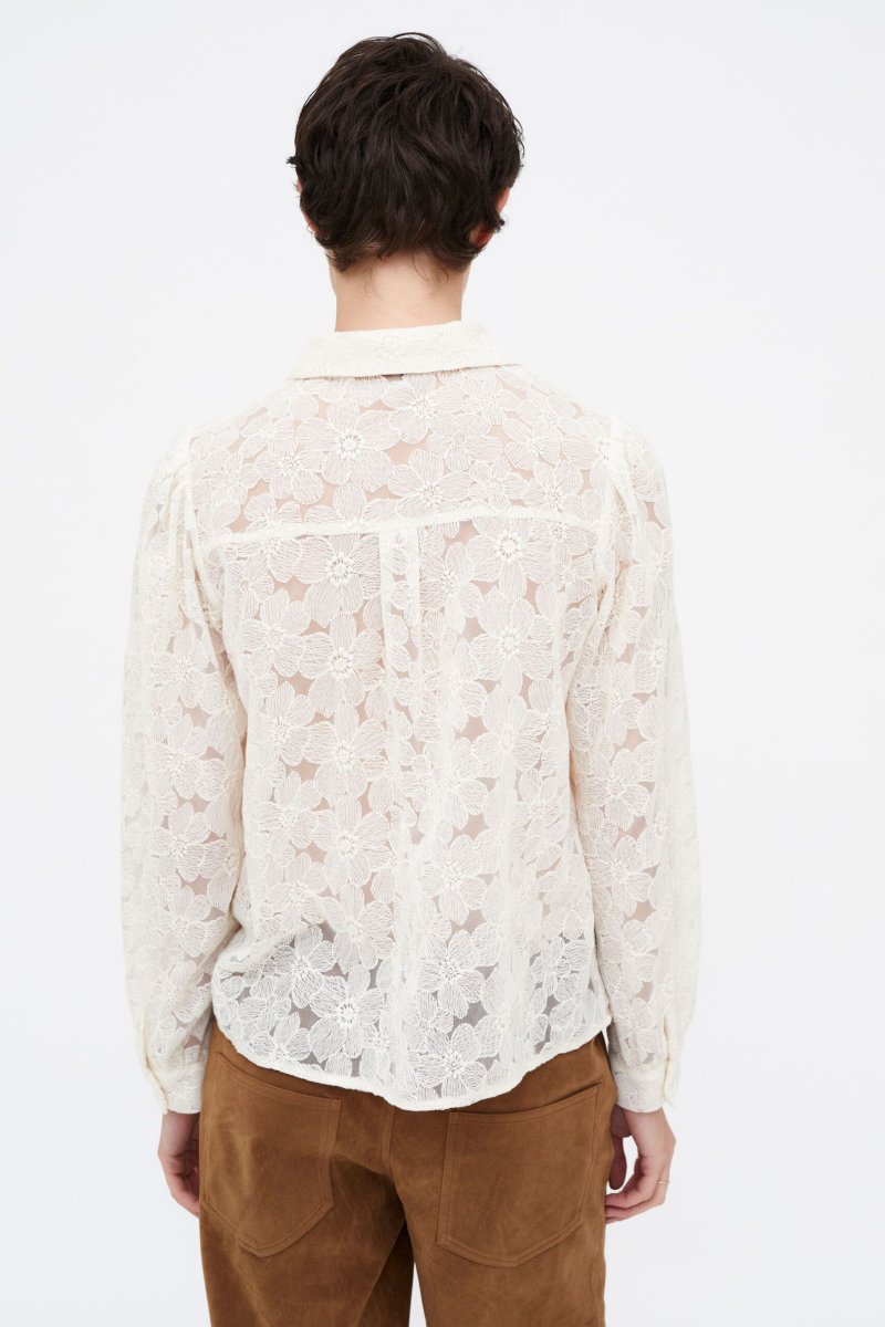 Camisa blanca encaje floral - Imagen 6