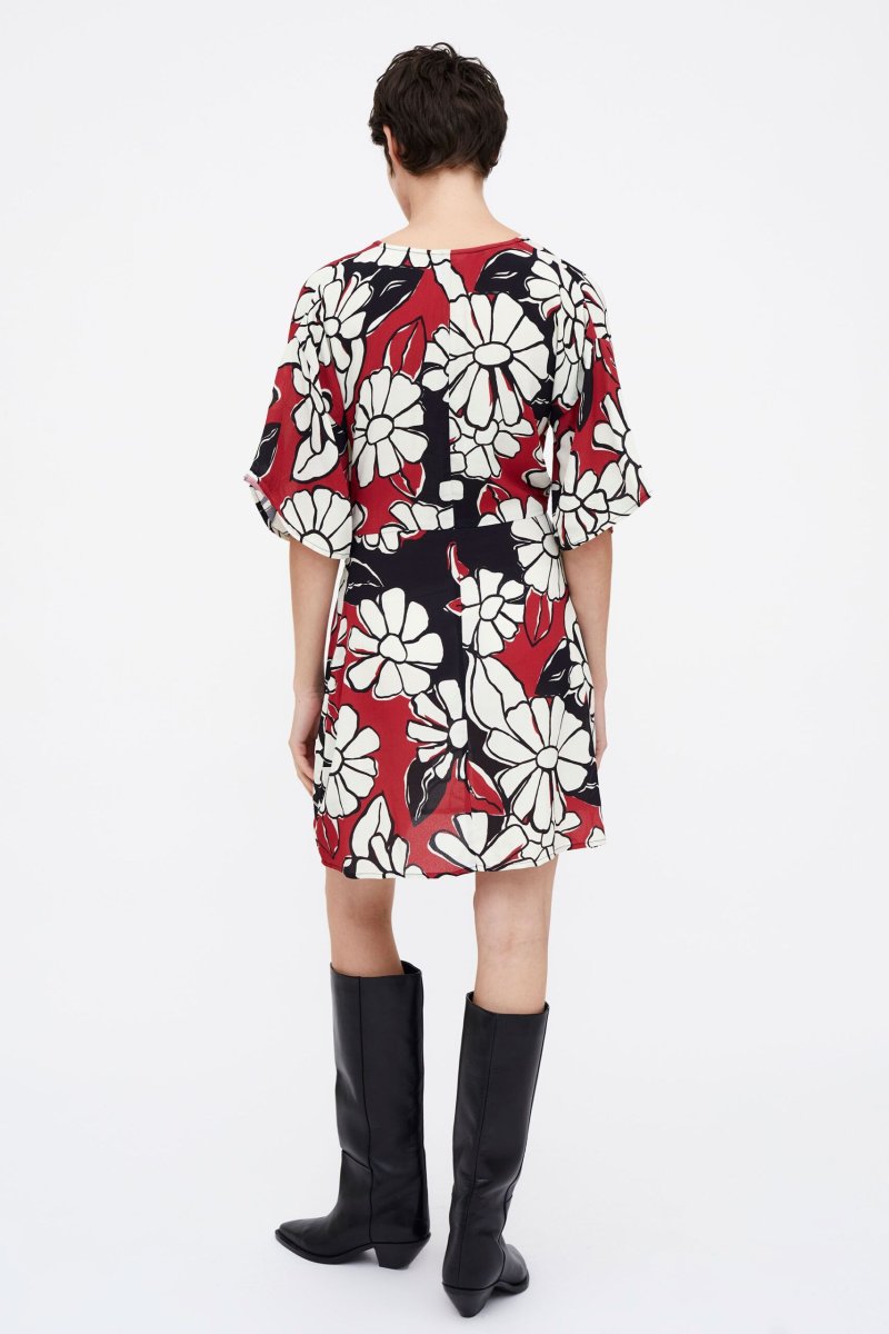 Vestido flores rojo y negro - Imagen 4