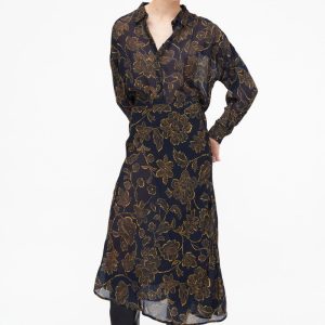 Falda midi asimétrica mustard flower