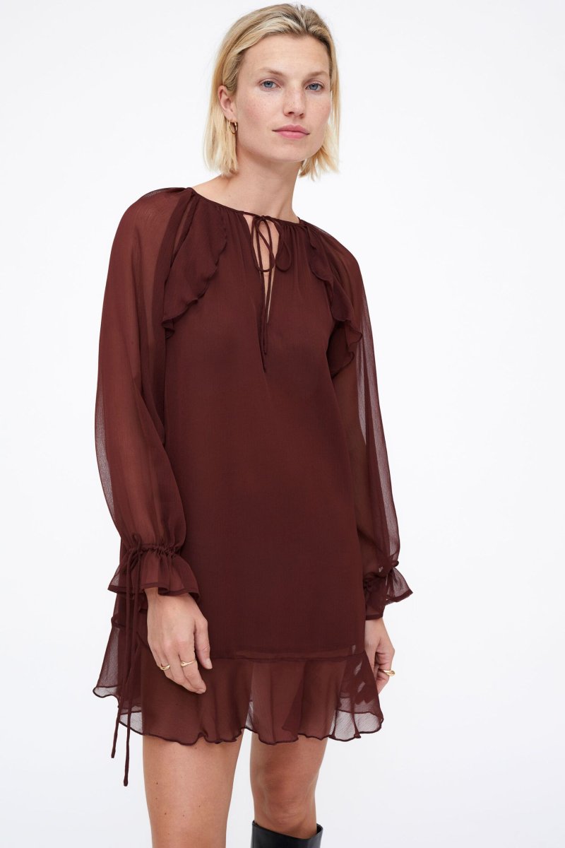 Vestido chiffon marrón - Imagen 4