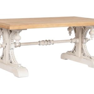 Mesa de Centro Estilo Provenzal en Madera Natural y Decapada