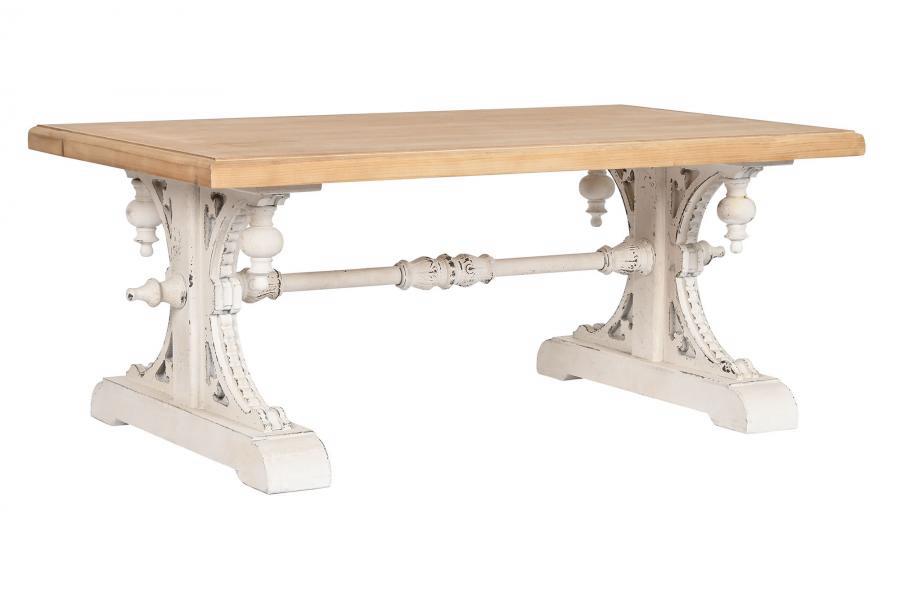 Mesa de Centro Estilo Provenzal en Madera Natural y Decapada